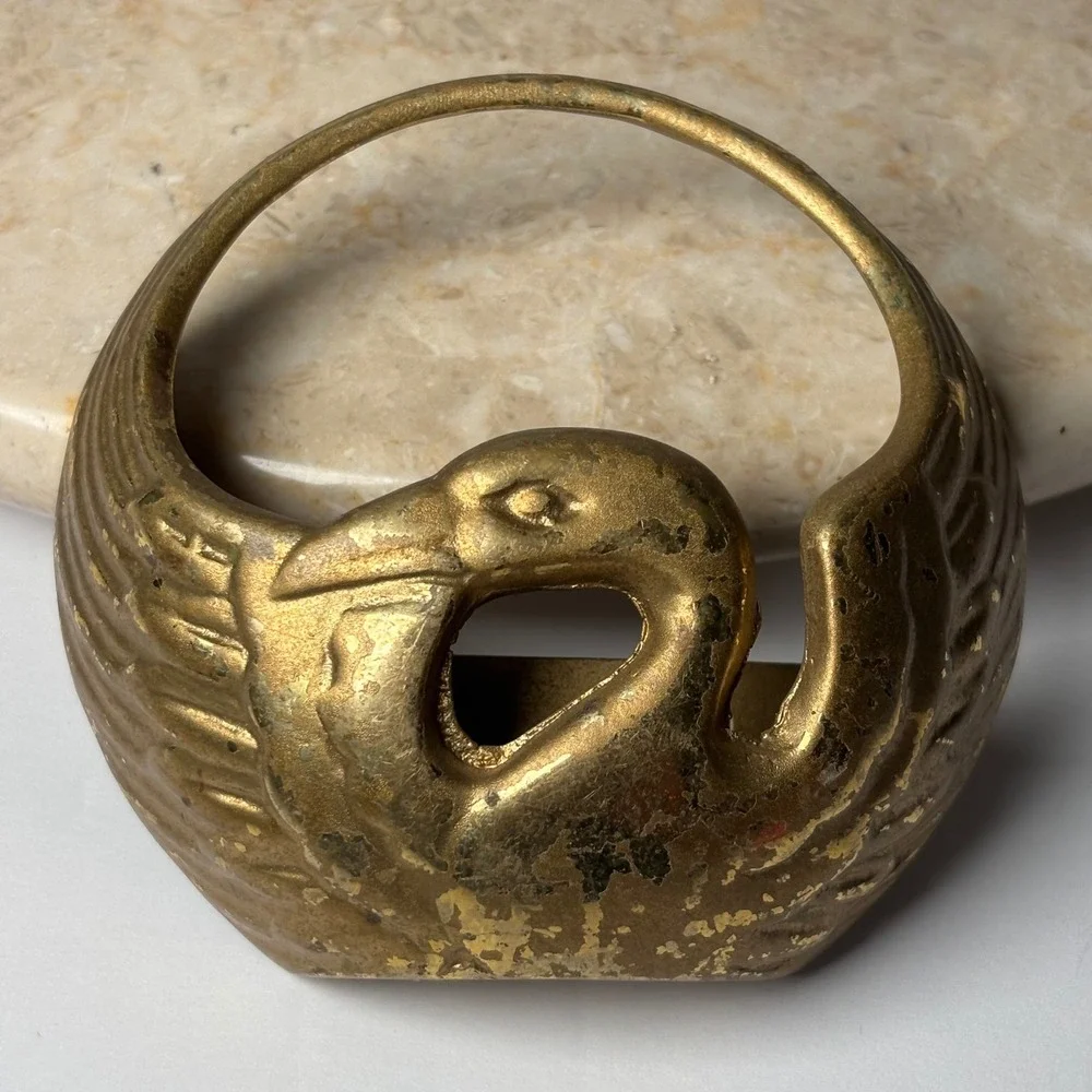 Brass Swan Wall Hook OS Gold Vintage Hollywood Regency Bird Decor